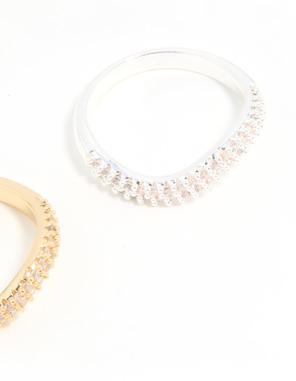 Mixed Metal Cubic Zirconia Rings 2-Pack