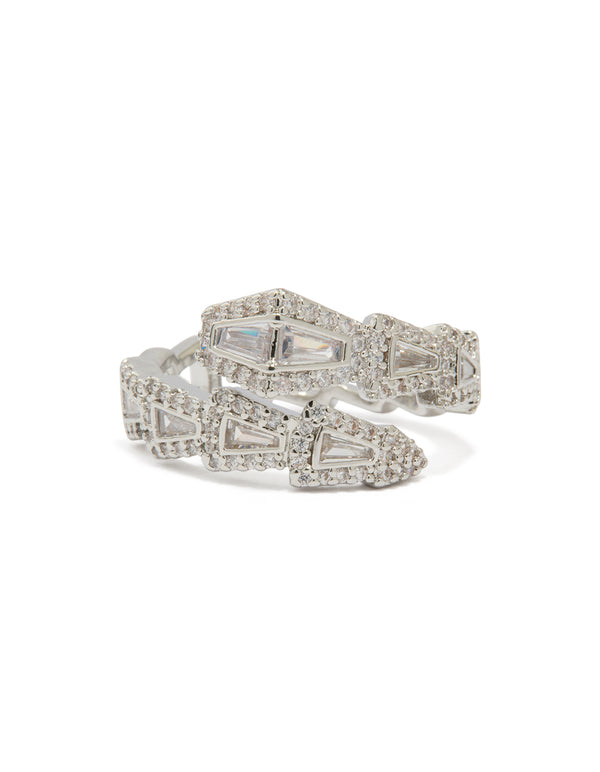 Silver Cubic Zirconia Point Wrap Ring