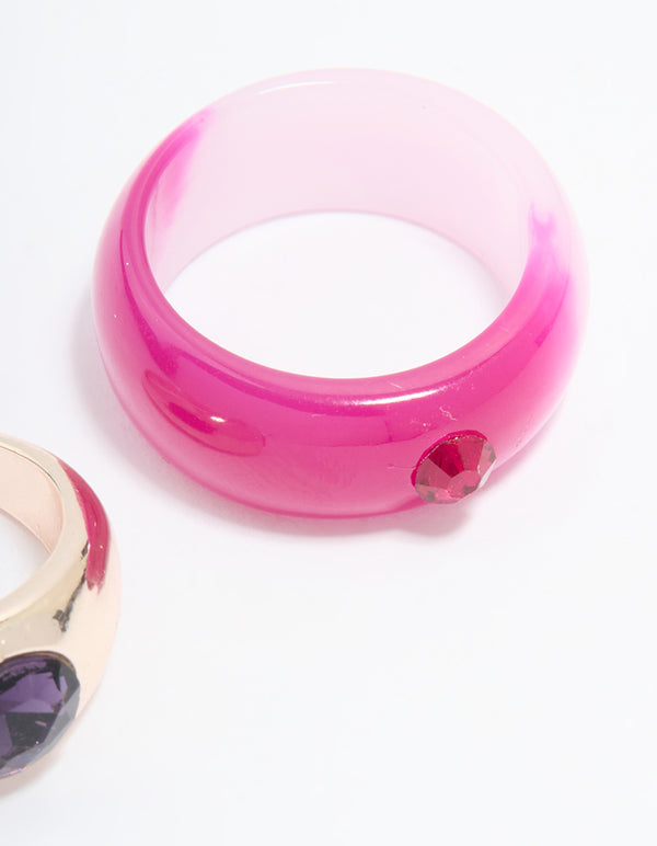 Rose Gold Statement Stone Rings 2-Pack