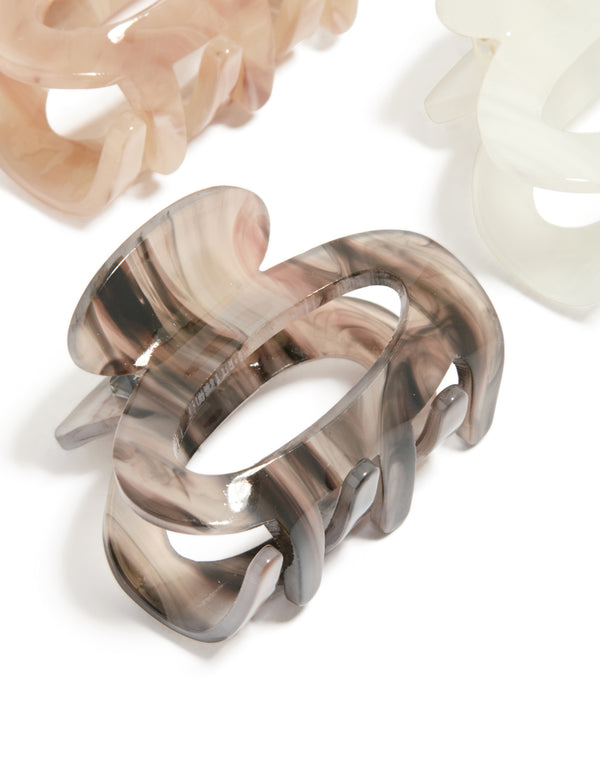 Neutral Acrylic Mini Oval Claw Clips 3-Pack