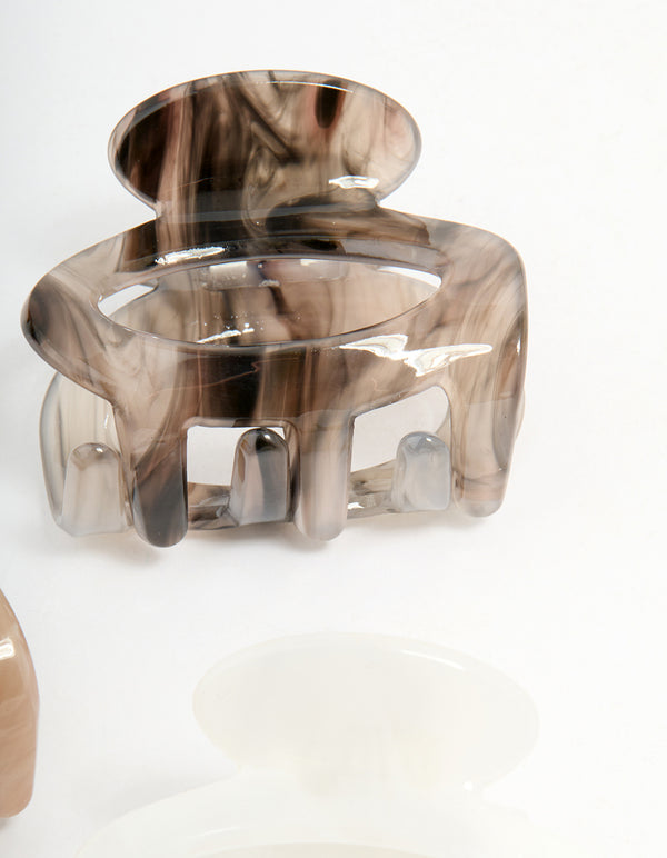 Neutral Acrylic Mini Oval Claw Clips 3-Pack