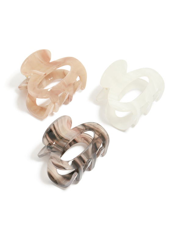 Neutral Acrylic Mini Oval Claw Clips 3-Pack