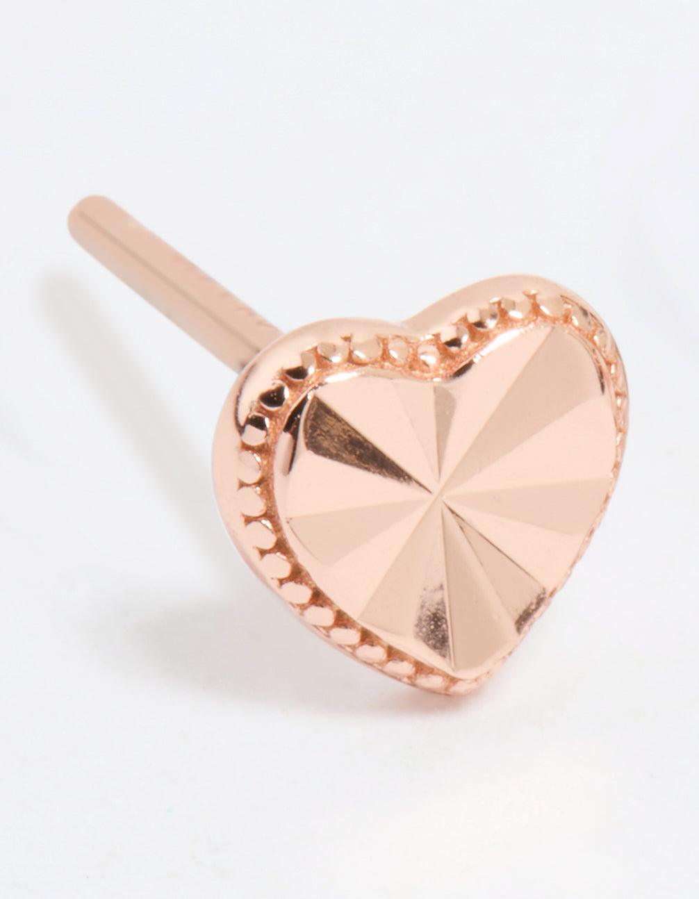 Rose Gold Plated Sterling Silver Textured Heart Stud Earrings
