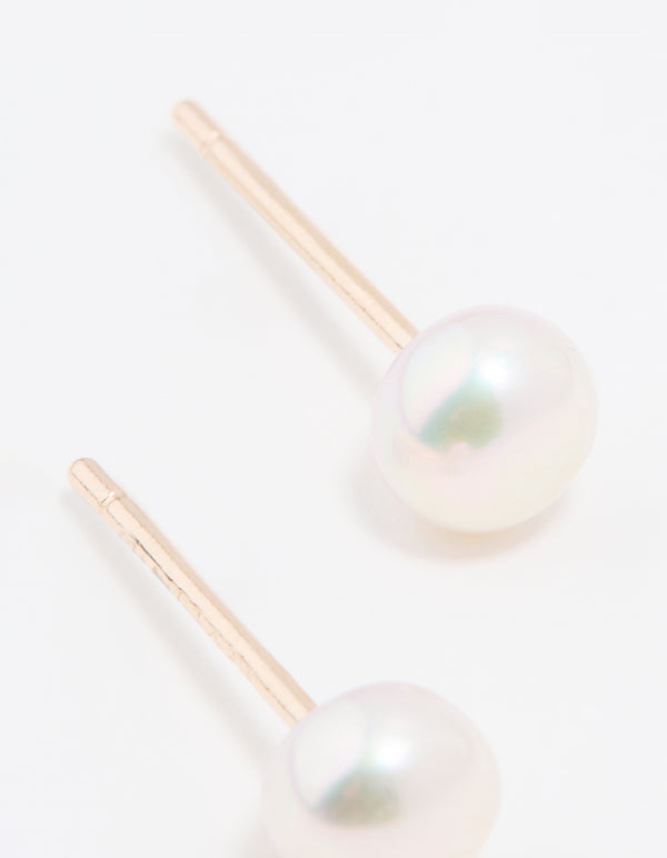Rose Gold Plated Sterling Silver Freshwater Pearl Stud Earrings