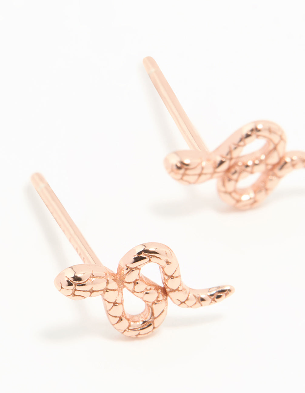 Rose Gold Plated Sterling Silver Snake Studs