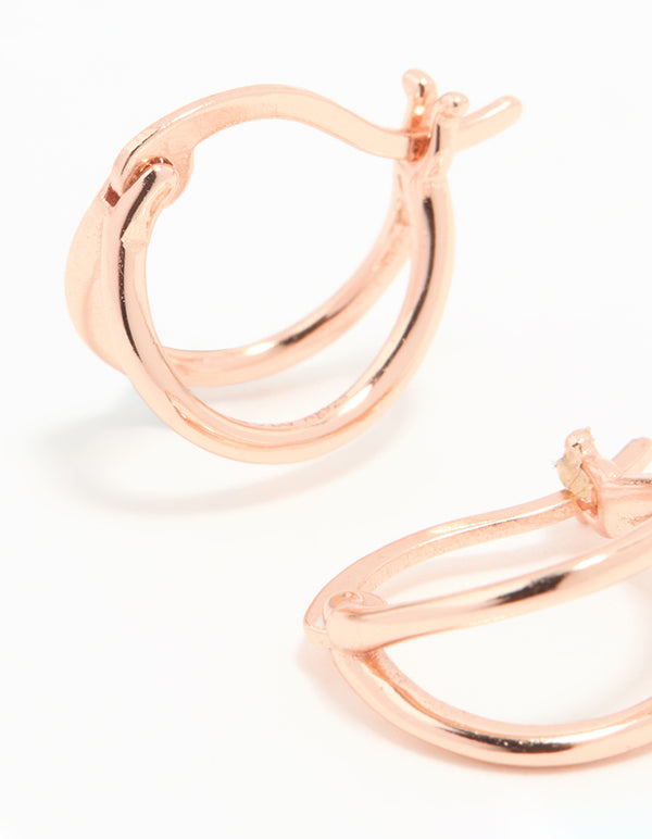 Rose Gold Plated Sterling Silver Double Hoop Earrings