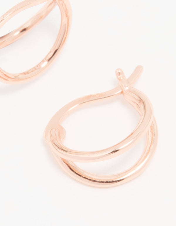 Rose Gold Plated Sterling Silver Double Hoop Earrings