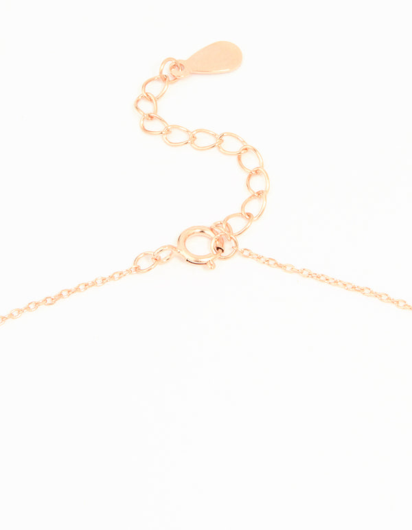 Rose Gold Plated Sterling Silver Cubic Zirconia Flower Pendant Necklace