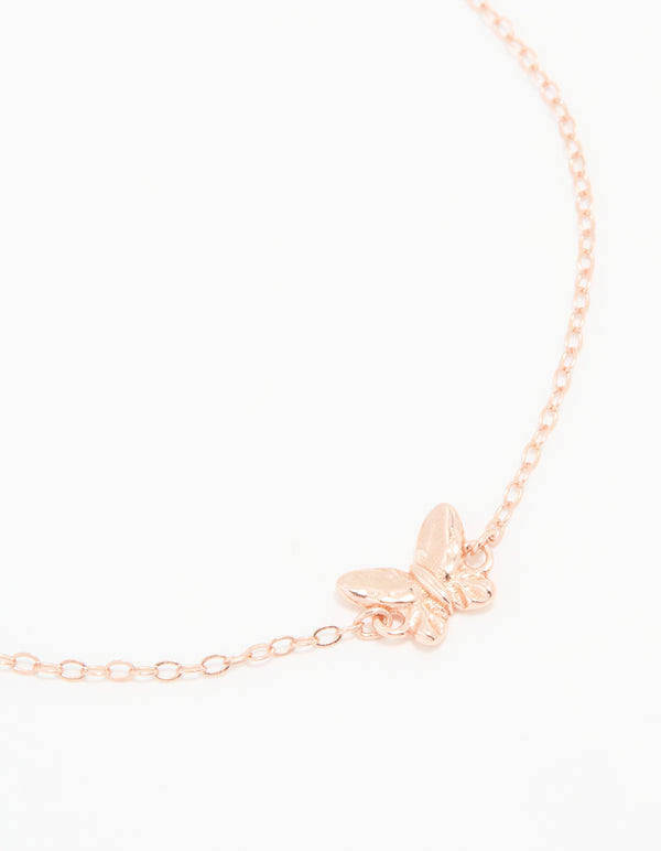 Rose Gold Plated Sterling Silver Butterfly Bracelet