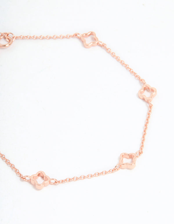 Rose Gold Plated Sterling Silver Flower Statement Bracelet