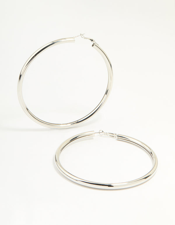 Silver Classic Tube Hoop Earrings