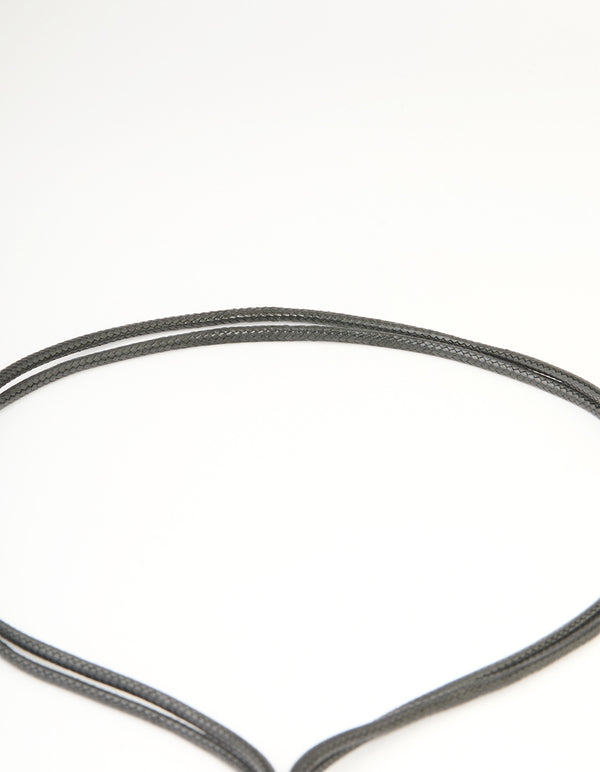 Antique Silver Cord Tassel Necklace & Earrings Set