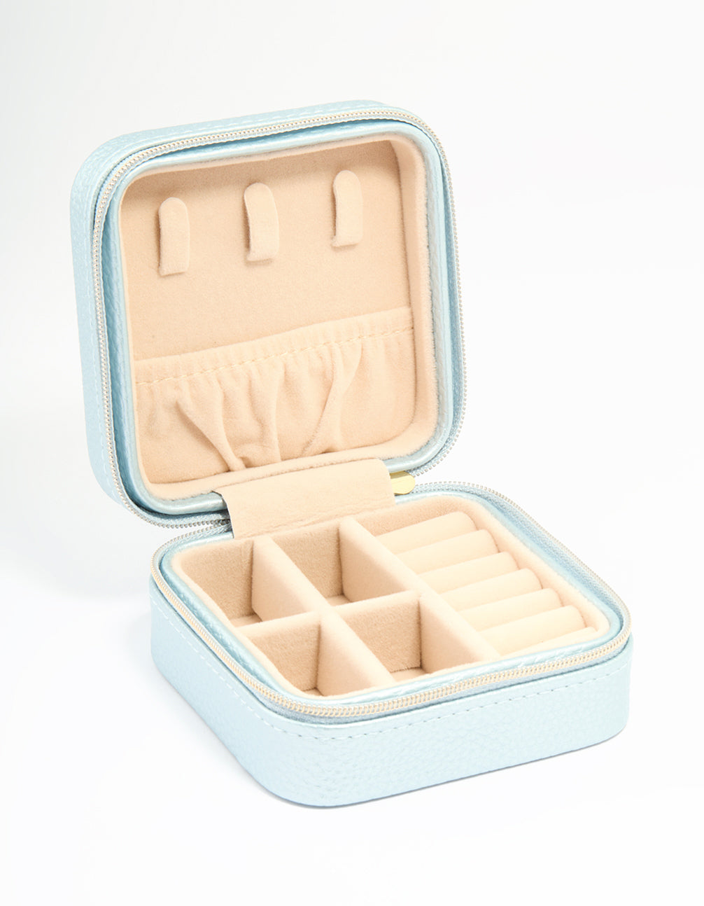 Metallic PU Leather Pebbled Square Jewellery Box