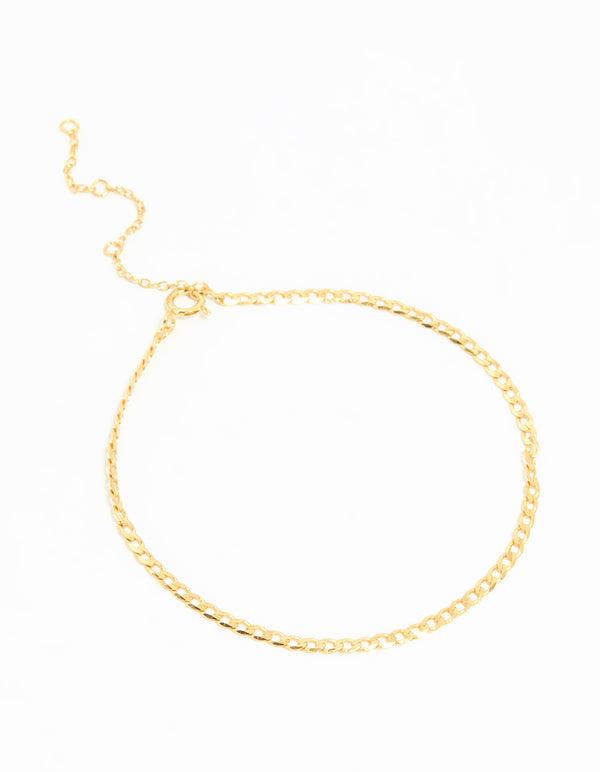 Gold Plated Sterling Silver Curb Chain Mini Bracelet
