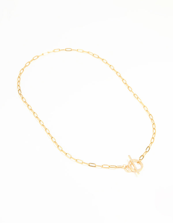 Waterproof Gold Plated Stainless Steel Cubic Zirconia T & O Necklace