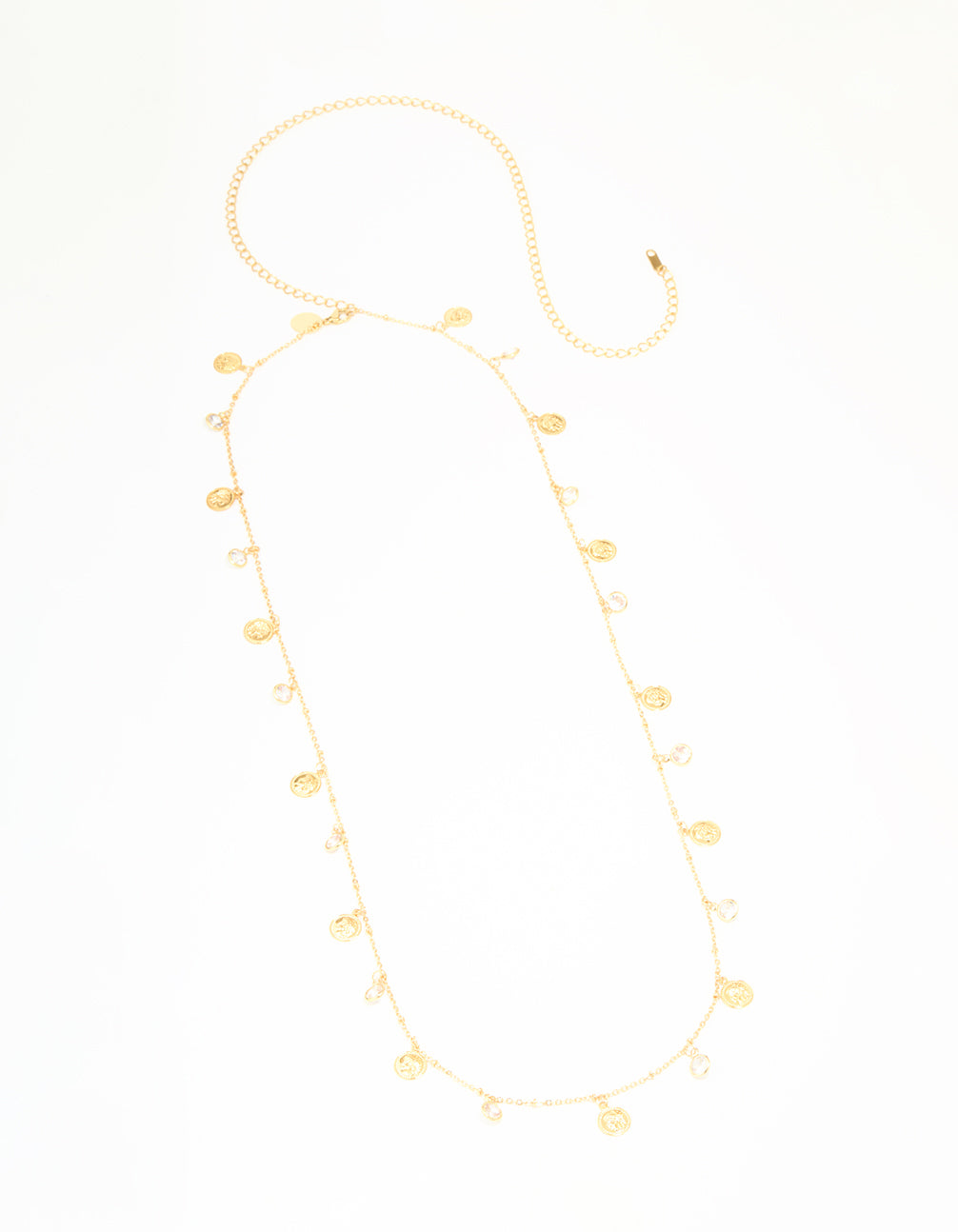 Waterproof Gold Plated Stainless Steel Diamante & Disc Waist Chain