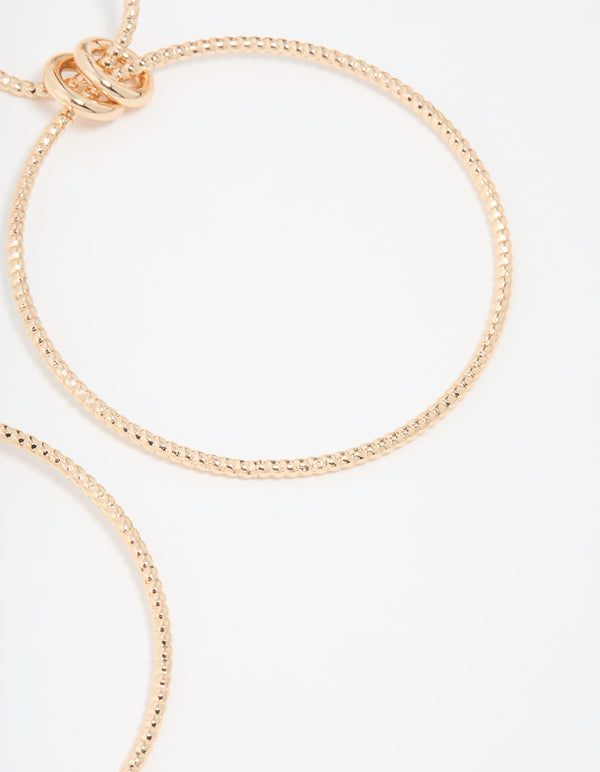 Antique Gold Large Circle Link Drop Earrings