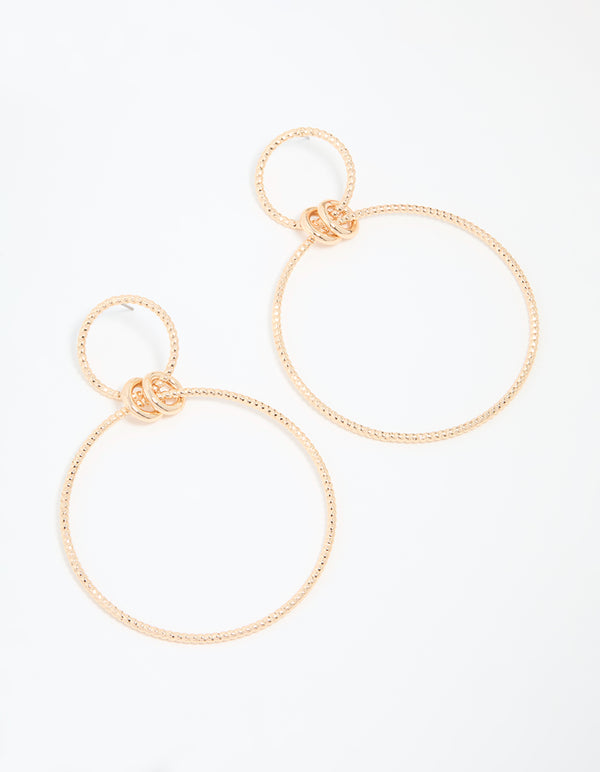 Antique Gold Large Circle Link Drop Earrings