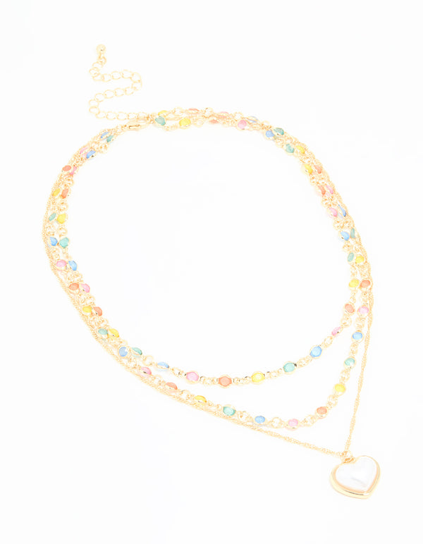 Gold Pearl & Diamante Layered Necklace