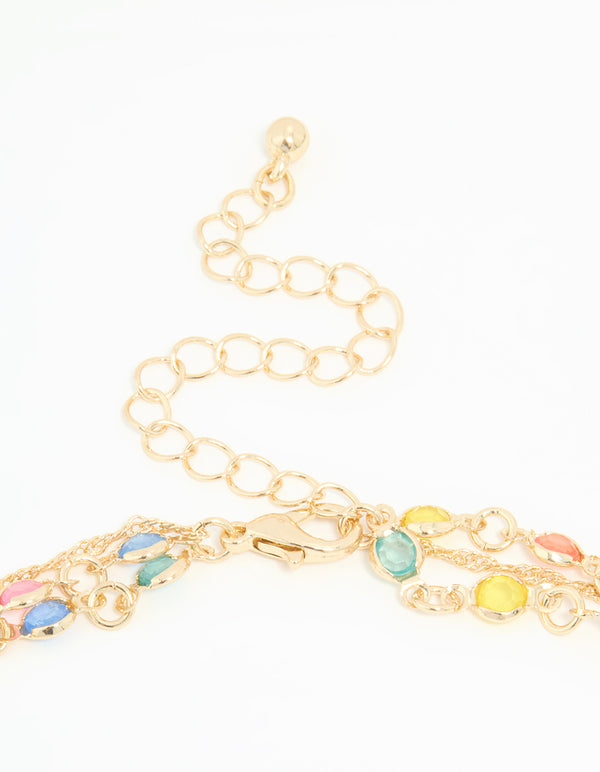 Gold Pearl & Diamante Layered Necklace
