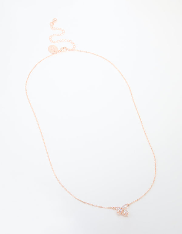 Rose Gold Plated Cubic Zirconia Cherry Pendant Necklace