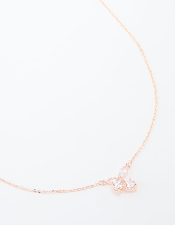 Rose Gold Plated Cubic Zirconia Cherry Pendant Necklace