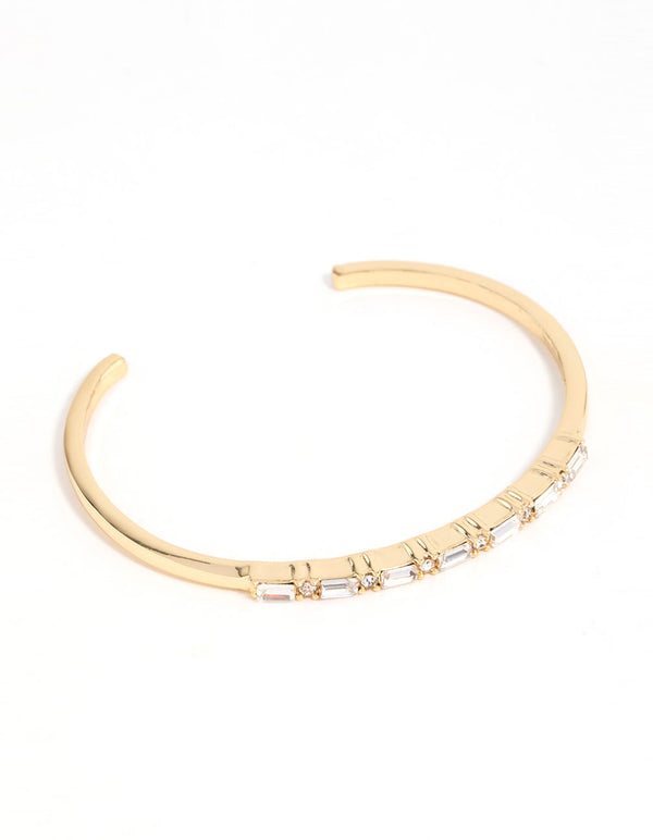 Gold Plated Cubic Zirconia Baguette Wrist Cuff