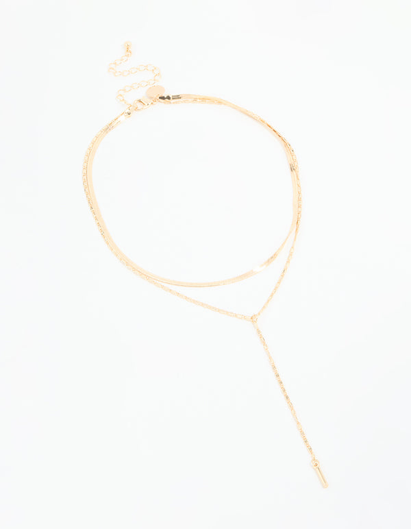 Gold Snake Chain Layered Y-Necklace