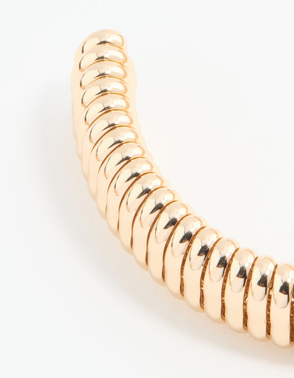 Gold Skinny Ribbed Wrist Cuff