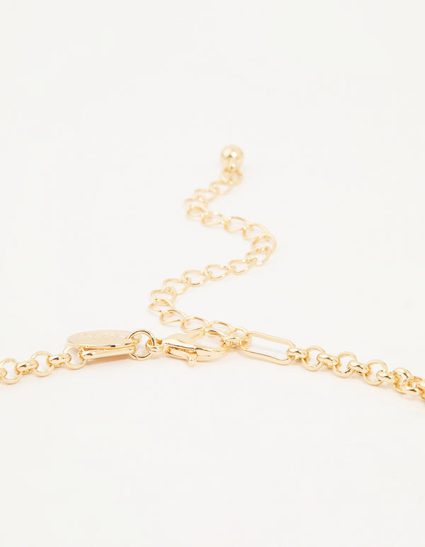 Gold Heart & Star Charm Pendant Necklace