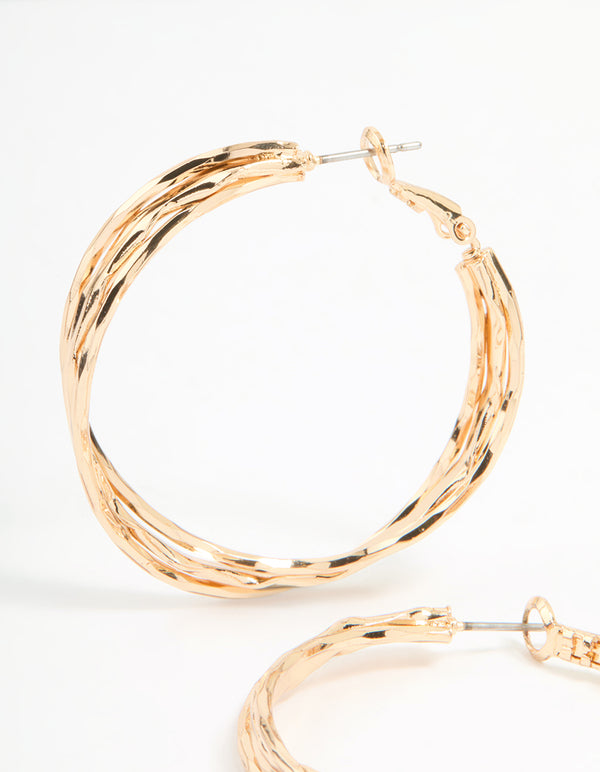 Gold Wrapped Hoop Earrings
