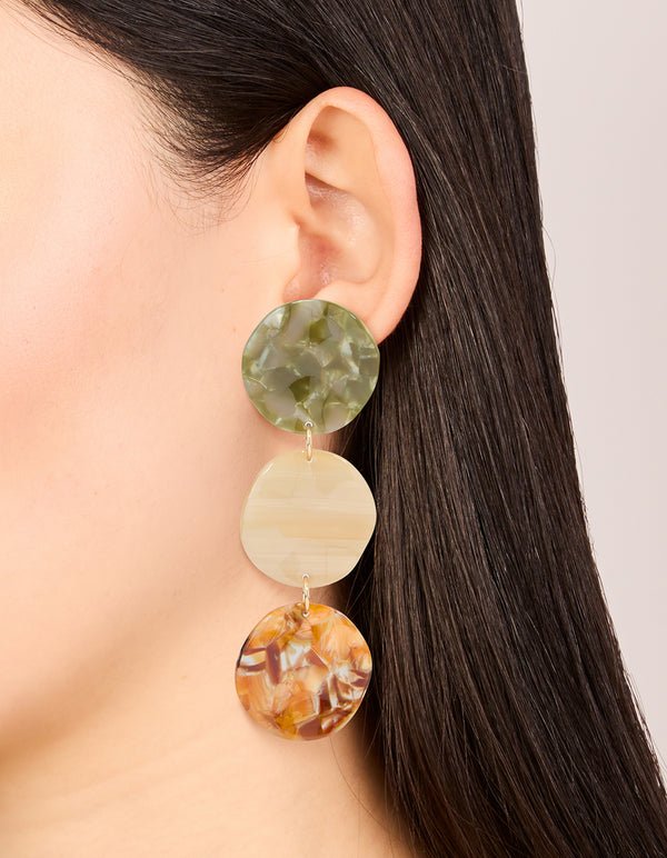 Gold Neutral Circle Drop Earrings