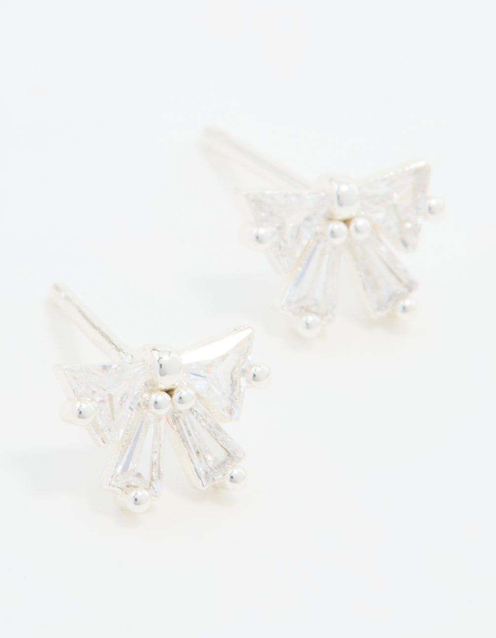 Sterling Silver Cubic Zirconia Bow Stud Earrings