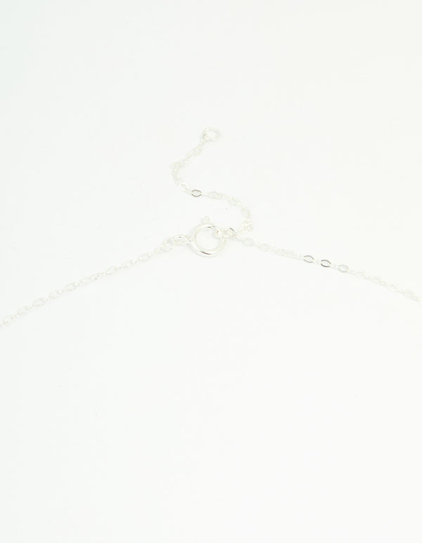 Sterling Silver Bow & Heart Drop Necklace