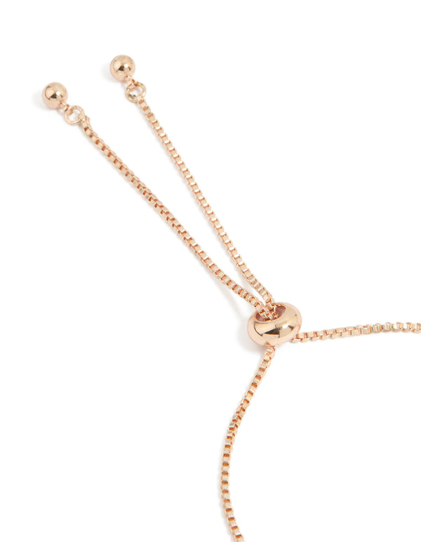 Rose Gold Cubic Zirconia Pink Floral Toggle Bracelet