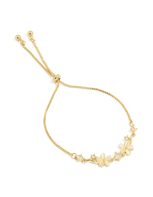 Gold Cubic Zirconia Floral Bracelet