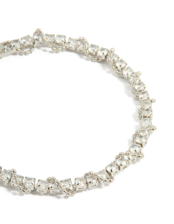 Silver Cubic Zirconia Twine Tennis Bracelet