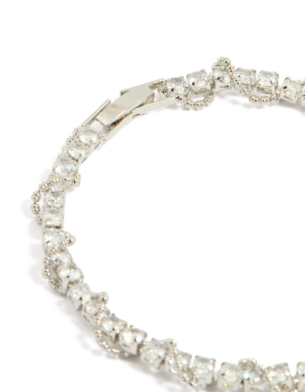 Silver Cubic Zirconia Twine Tennis Bracelet