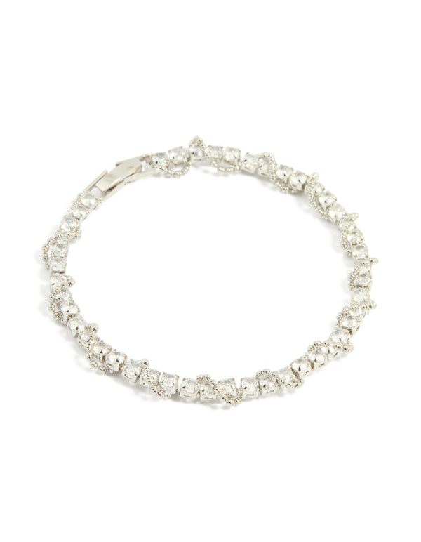 Silver Cubic Zirconia Twine Tennis Bracelet