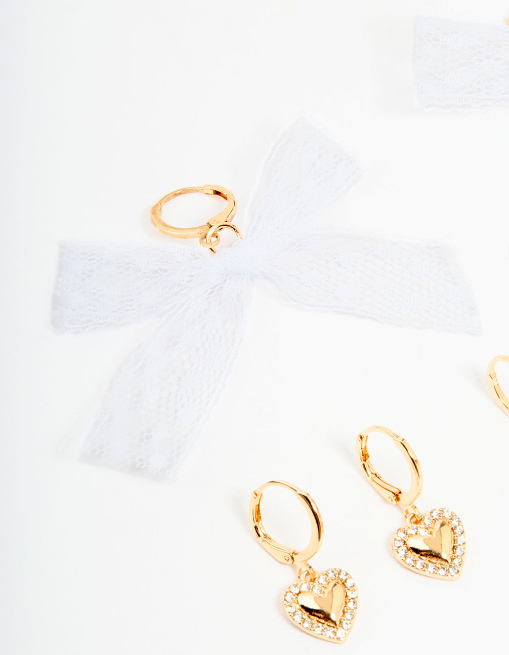 Gold White Bow & Clover Shoe Charms Pack