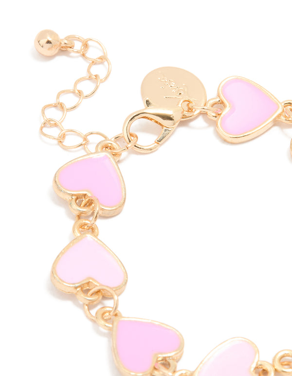 Kids Gold Alternating Heart Bracelet & Ring