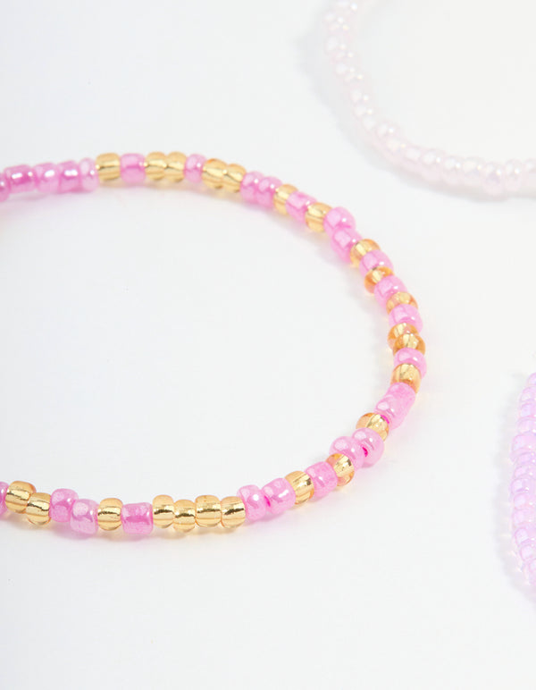 Kids Pastel & Vibrant Beaded Stretch Bracelets 9-Pack