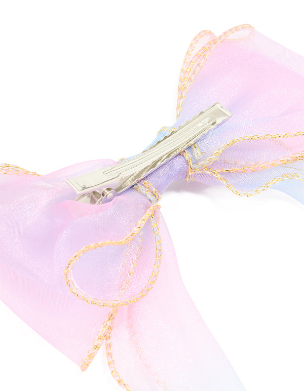 Kids Pink & Purple Ombre Fabric Bow Clip