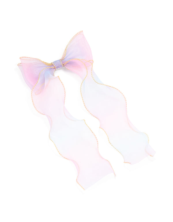 Kids Pink & Purple Ombre Fabric Bow Clip