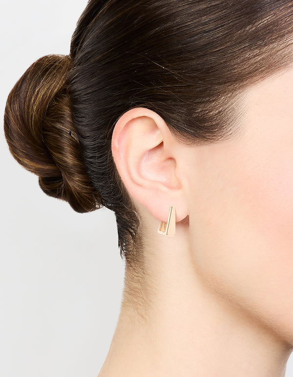 Gold Square Small Huggie Earrings
