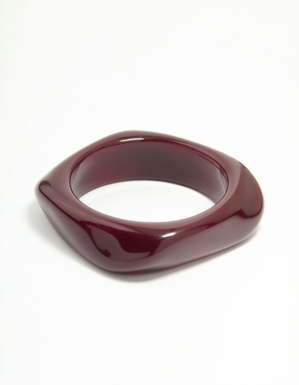 Dark Red Acrylic Square & Oval Bangle