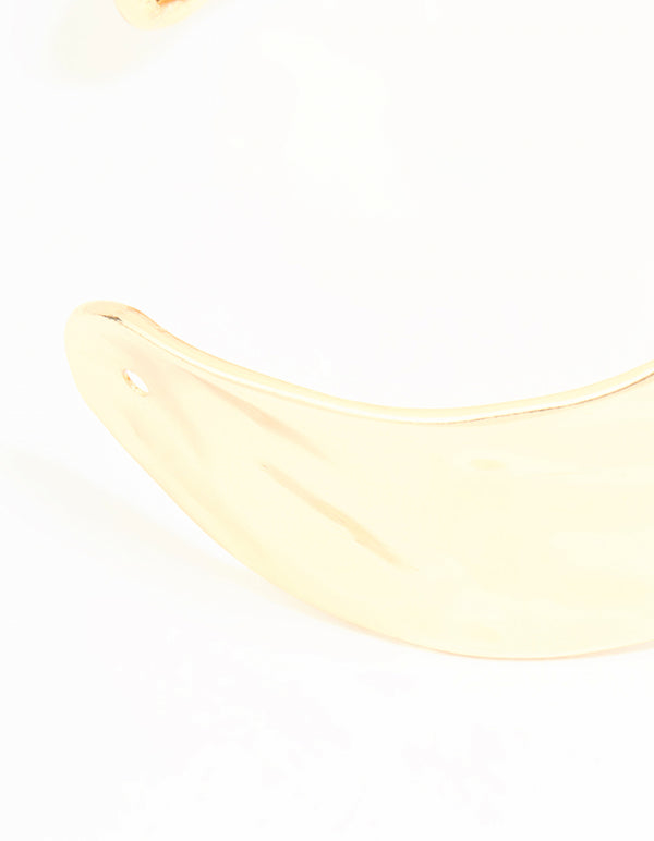 Gold Hammered Wavy Wrist Cuff