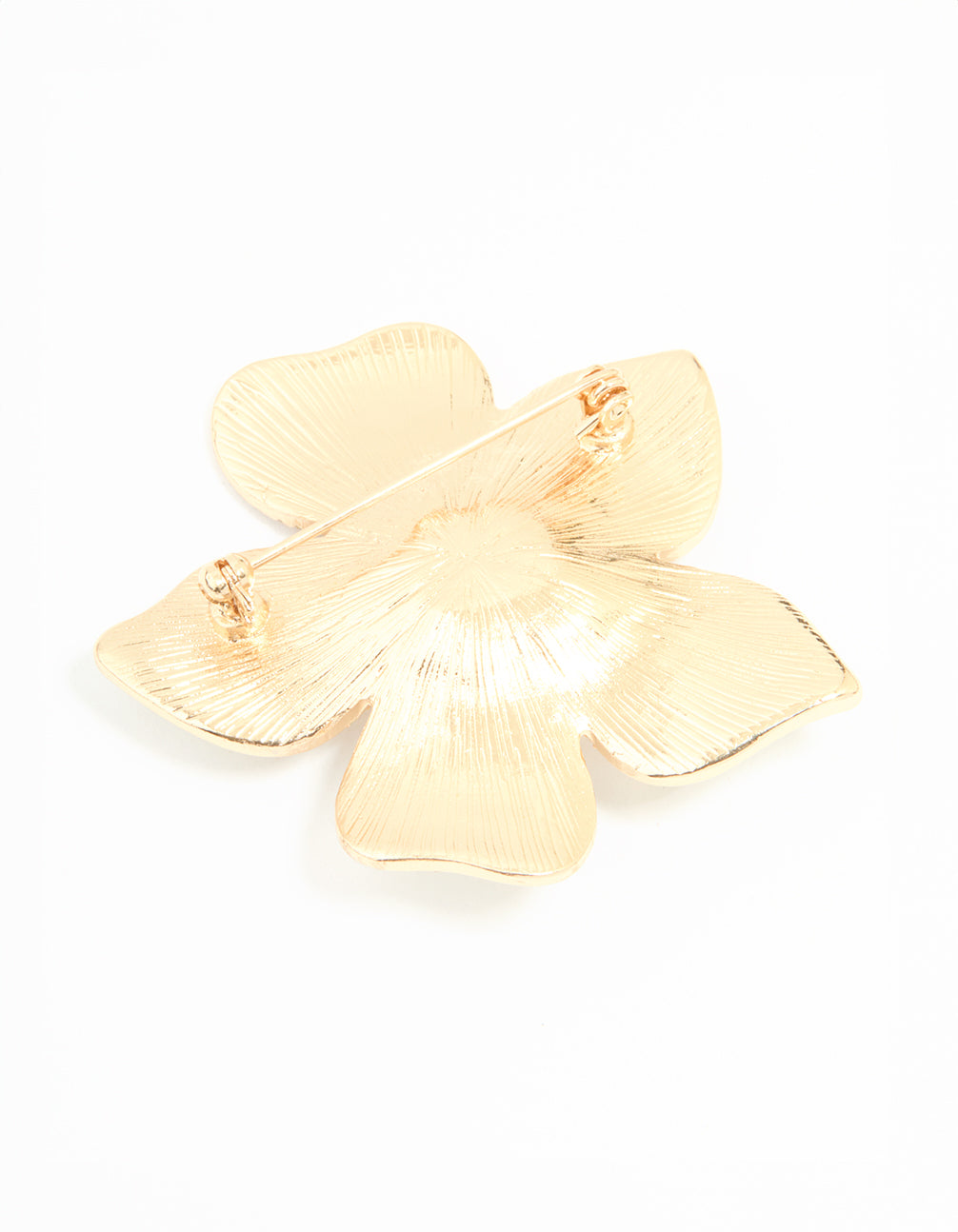 Gold White Flower Brooch