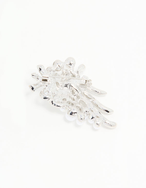 Silver Pearl Bouquet Brooch
