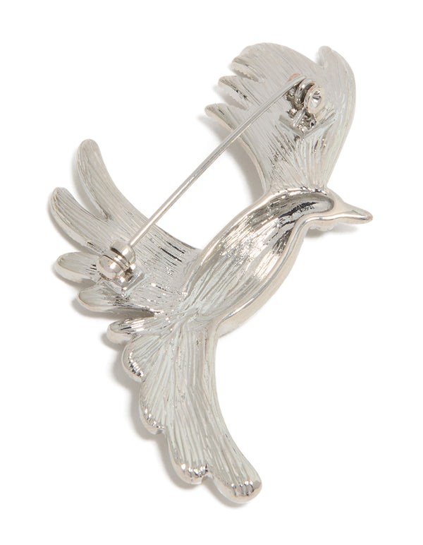 Silver Diamante Bird Brooch